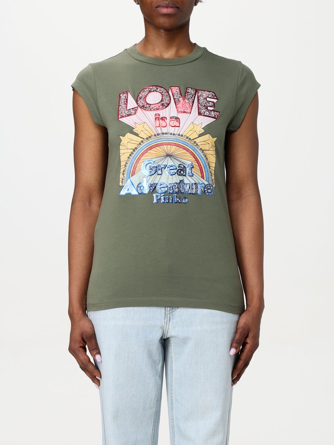 Shop Pinko T-shirt Woman Color Green