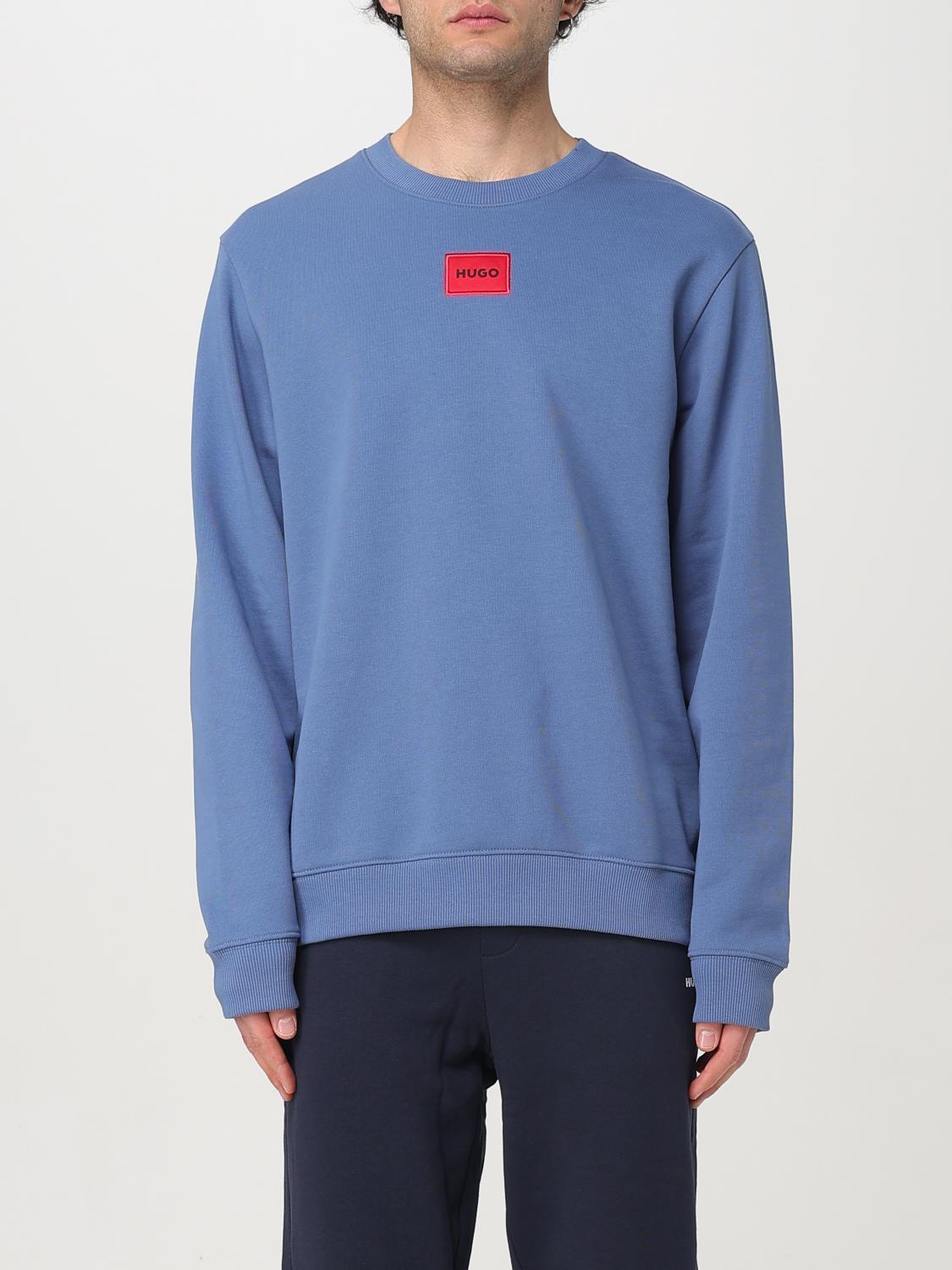 Hugo Boss Cotton-terry Regular-fit Sweatshirt With Logo Label In Sky Blue