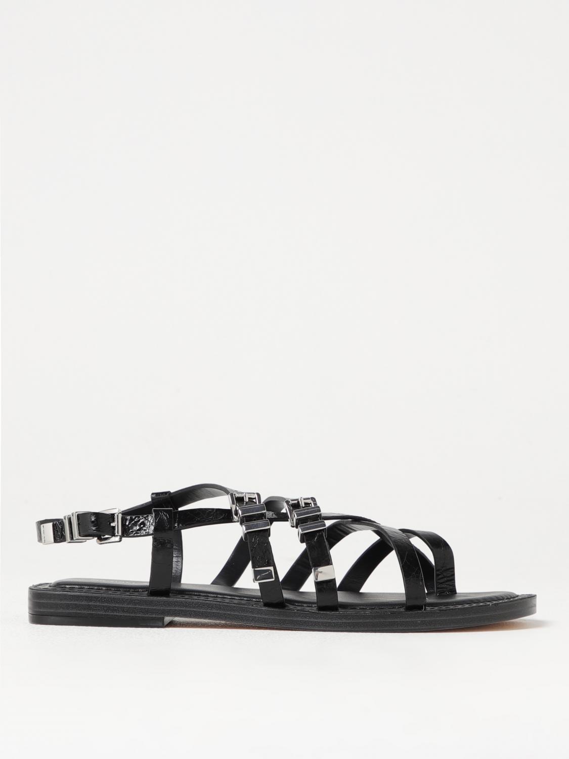 Michael Kors Darrington Snake Embossed Flat Sandals In Black