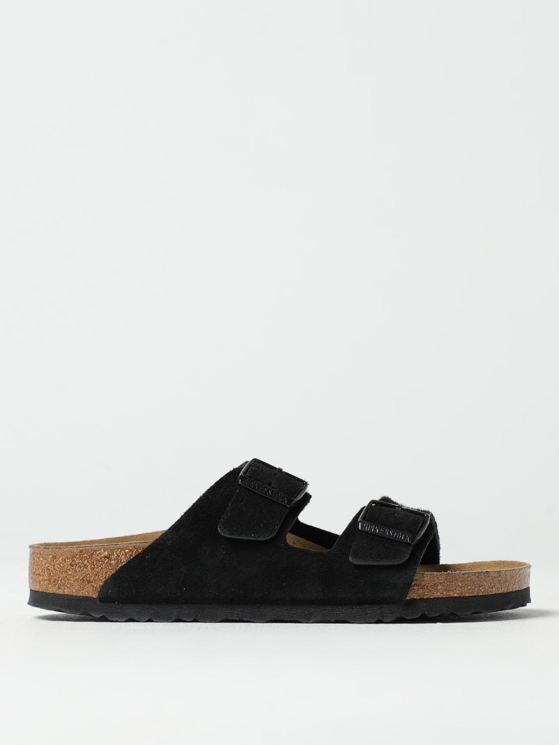Birkenstock Arizona Double-strap Leather Slides In Black