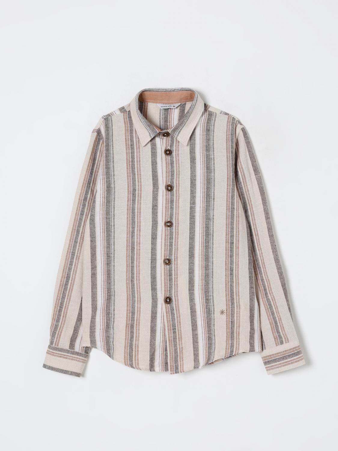Manuel Ritz Stiped Shirt In Beige