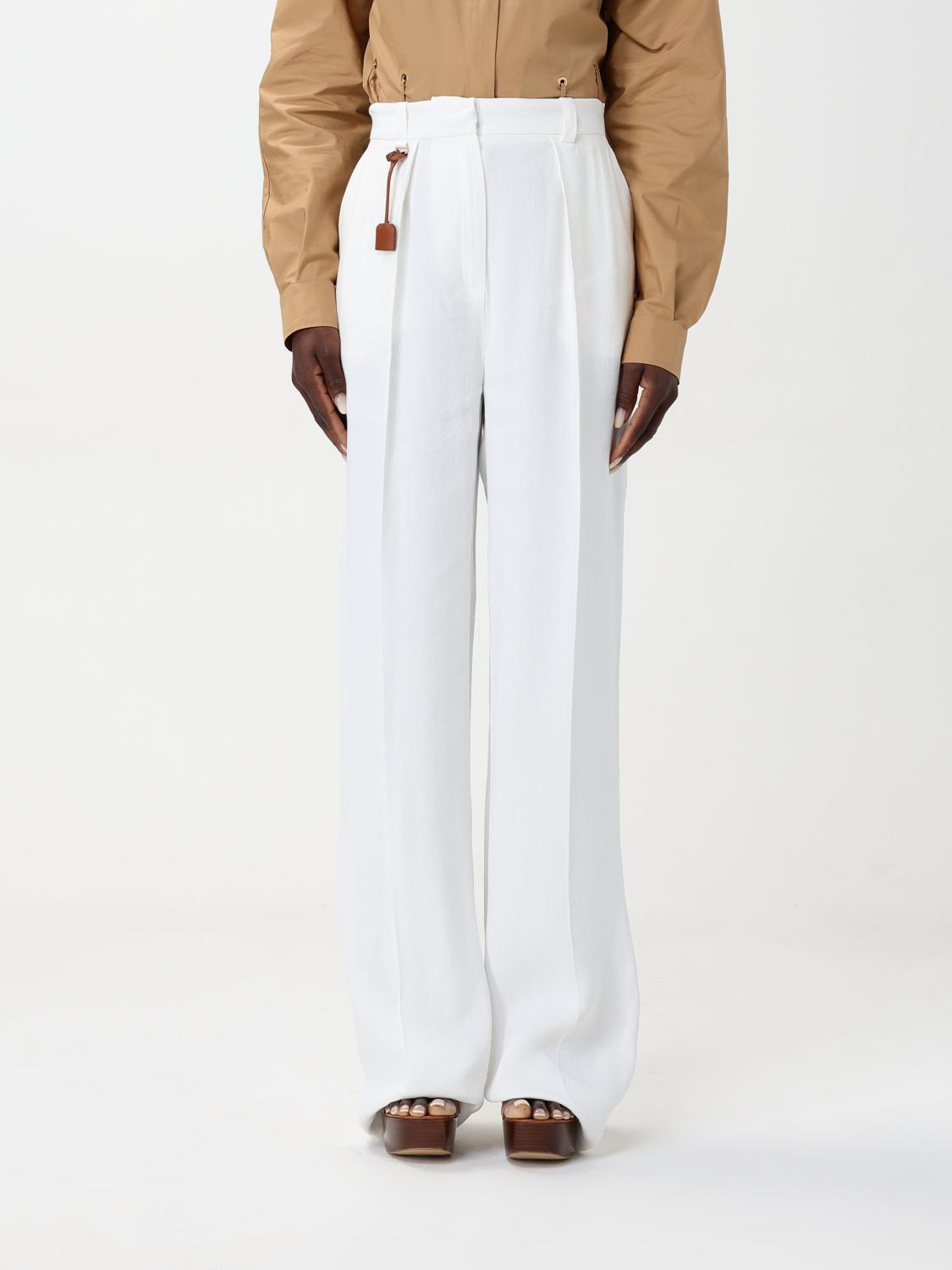 Elisabetta Franchi High-waisted Trousers Wide-leg Design Front Pleats In White