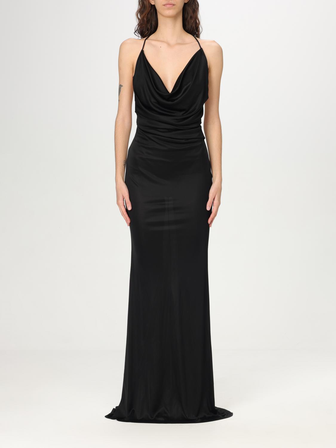 Elisabetta Franchi Cowl-effect Gown In Black