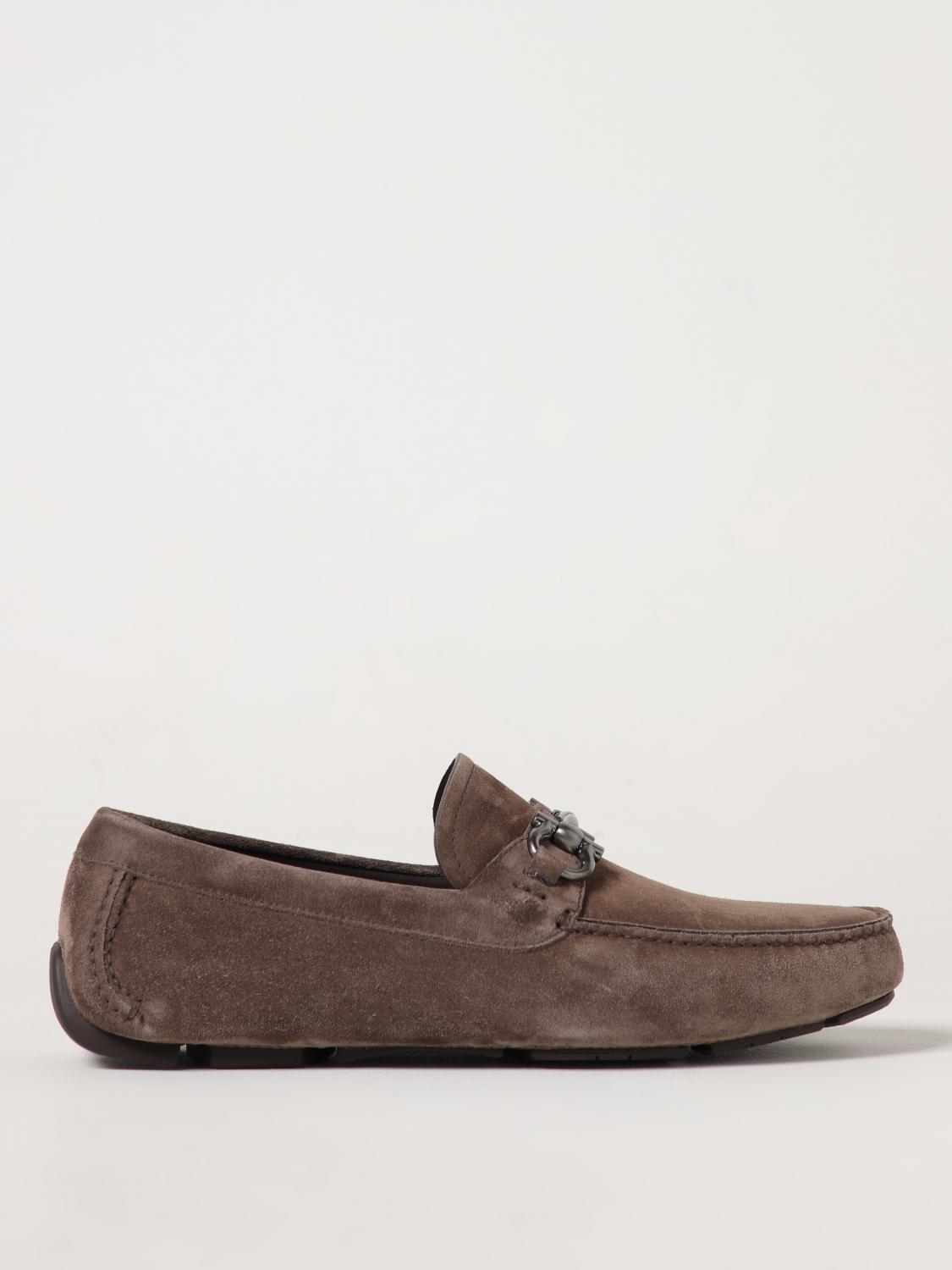 Ferragamo Gancini-detail Suede Loafers In Brown