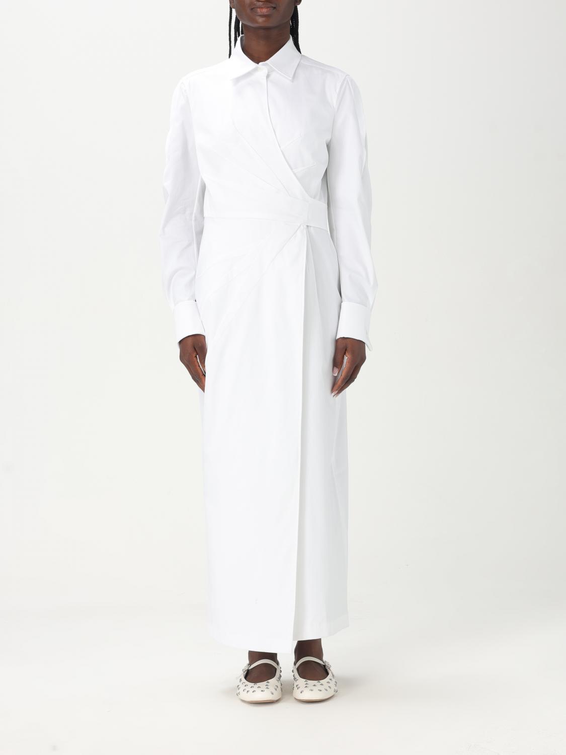 Max Mara Wrap Design Dress Buttoned Cuffs In White