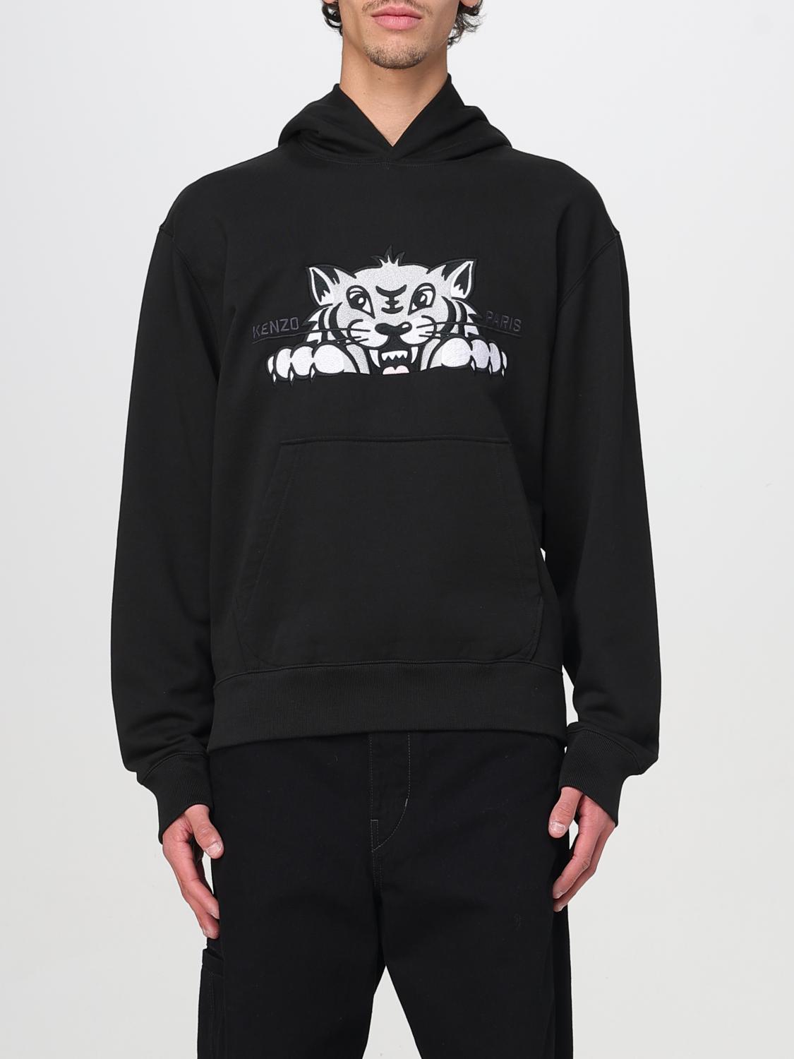 Kenzo Felpa In Cotone Nero Uomo In Black