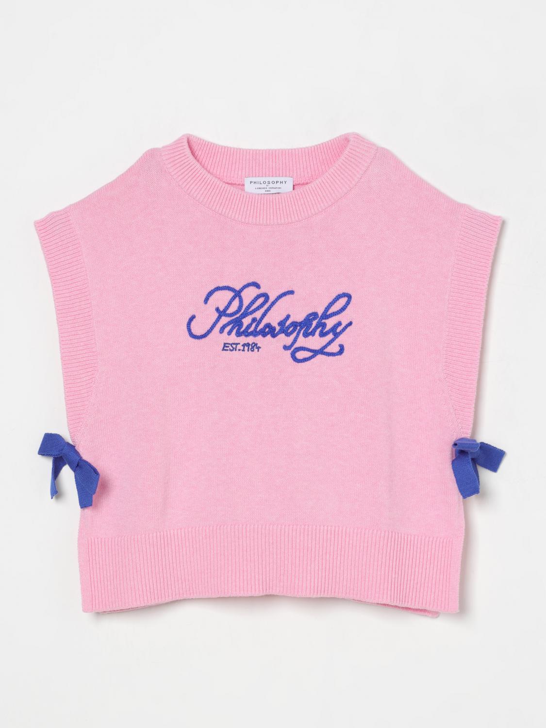Philosophy Di Lorenzo Serafini Pull Smanicato Con Logo In Pink