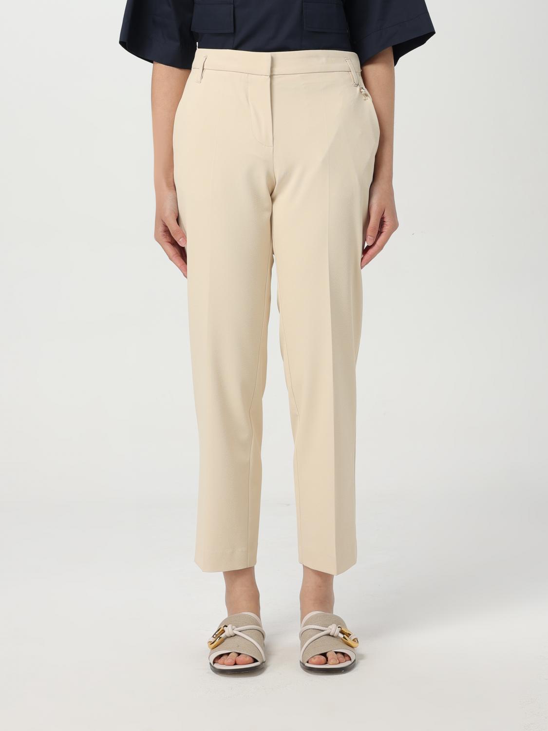 Kaos Cream Crepe Slim Fit Trousers In Natural