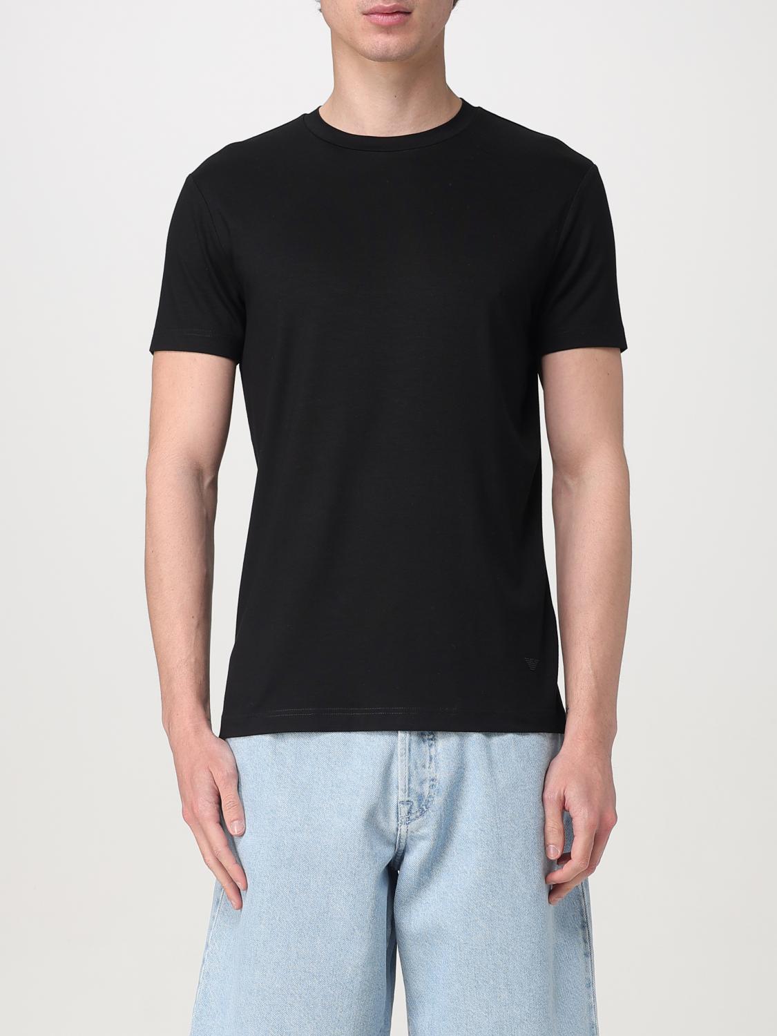 Emporio Armani Logo-embroidered Cotton Blend T-shirt In Black