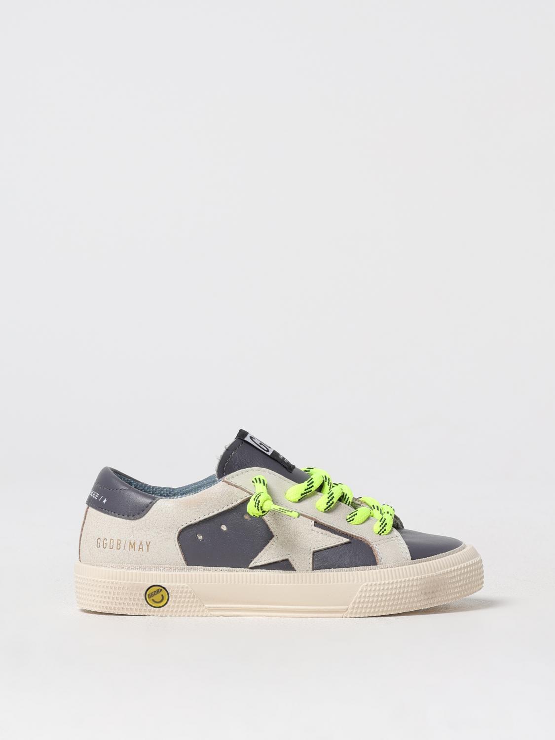 Golden Goose Boy's May Nappa Leather Star And Heel Lace-up Sneakers, Toddler/kids In White