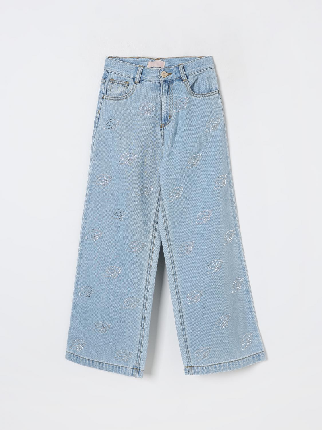 Miss Blumarine Pants Kids Color Denim In Gnawed Blue