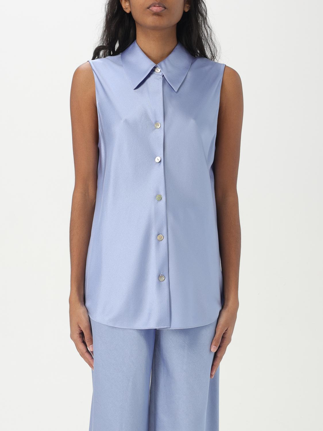 Vince Sleeveless Silk Top In Hellblau