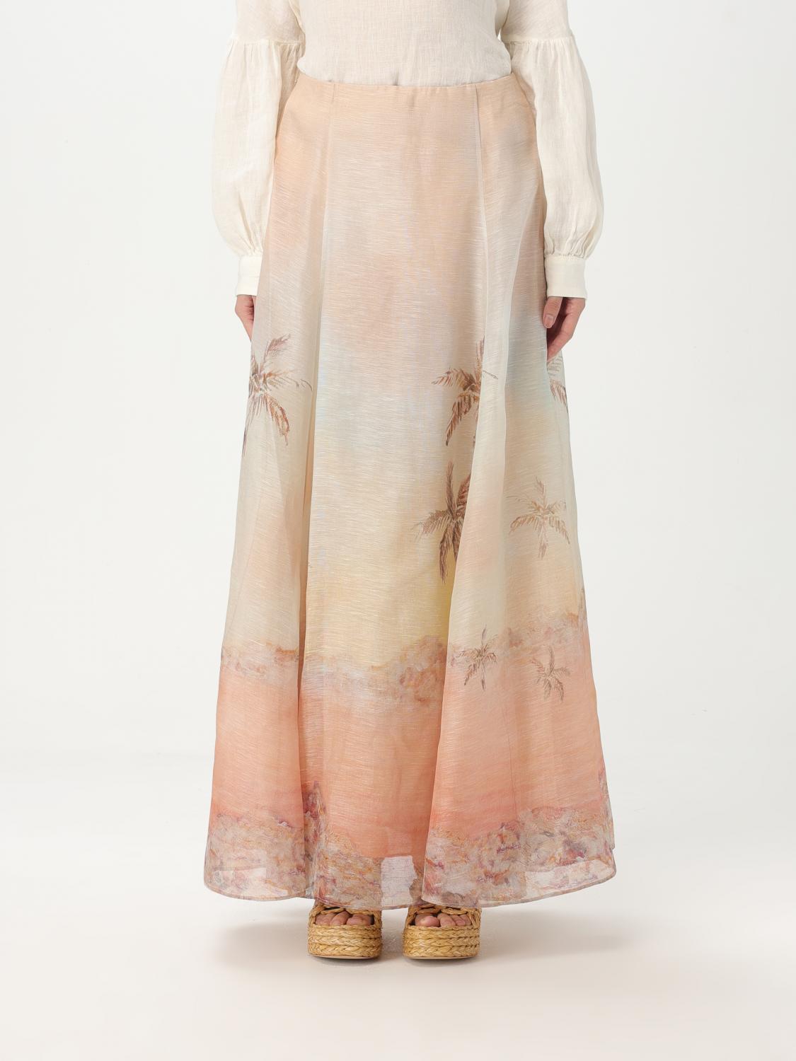 Zimmermann Illuminate Linen And Silk-blend Maxi Skirt In Grau