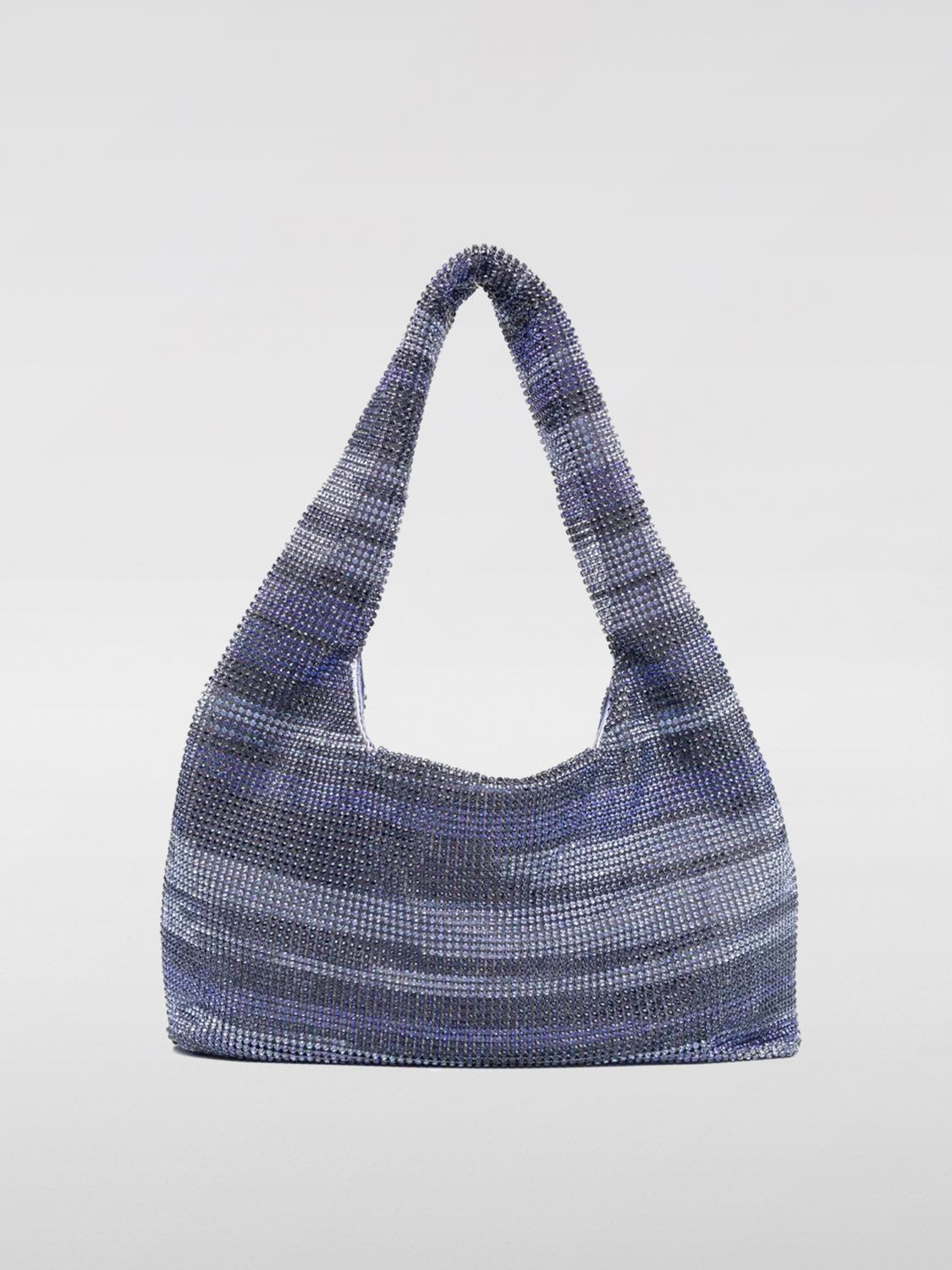 Kara Mini Crystal Mesh Armpit Bag In Violet