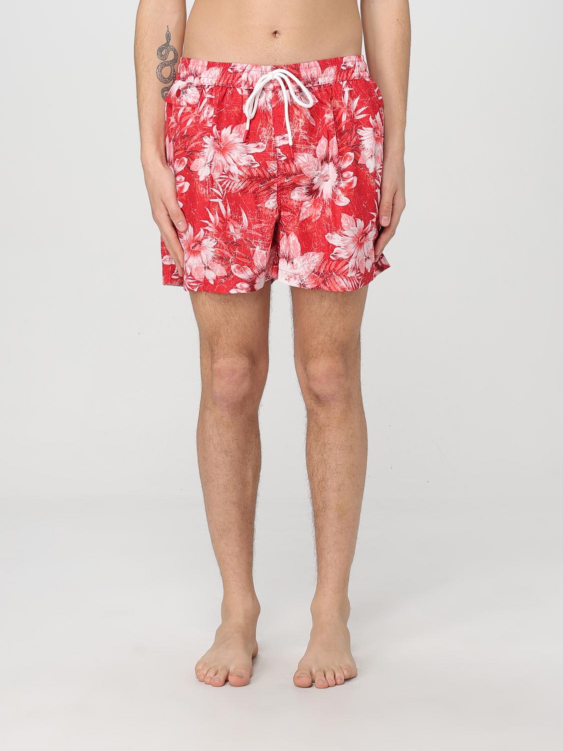 Kiton Floral-print Swim Shorts In Red