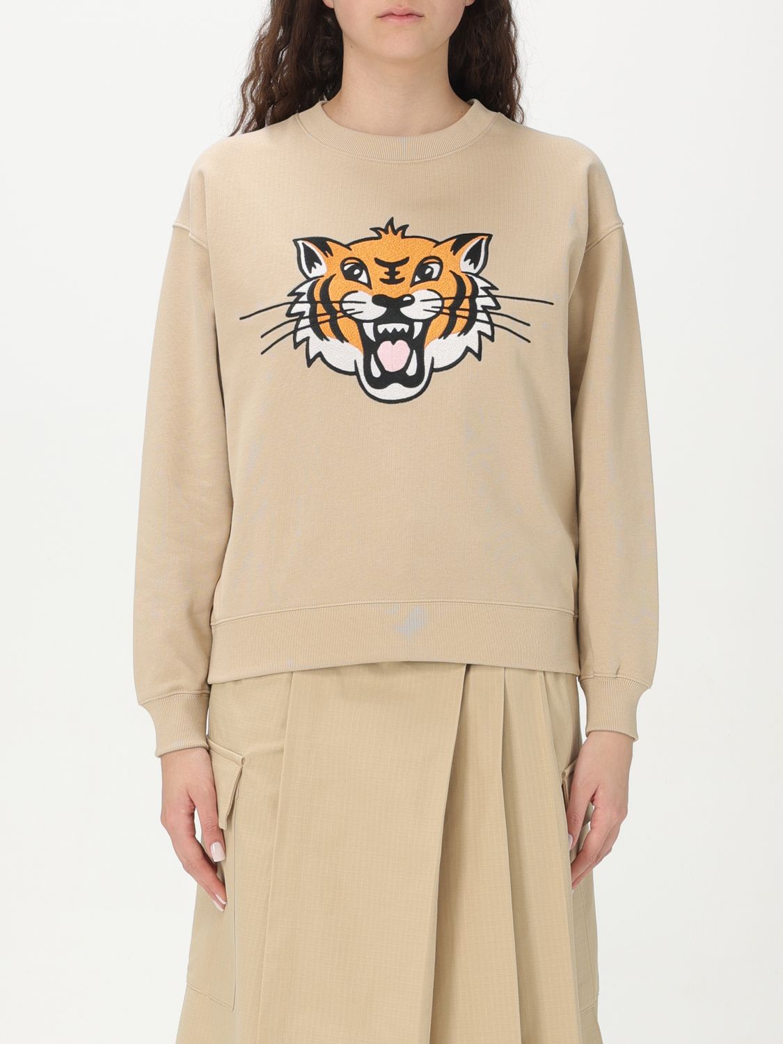 Shop Kenzo Sweatshirt Woman Color Beige