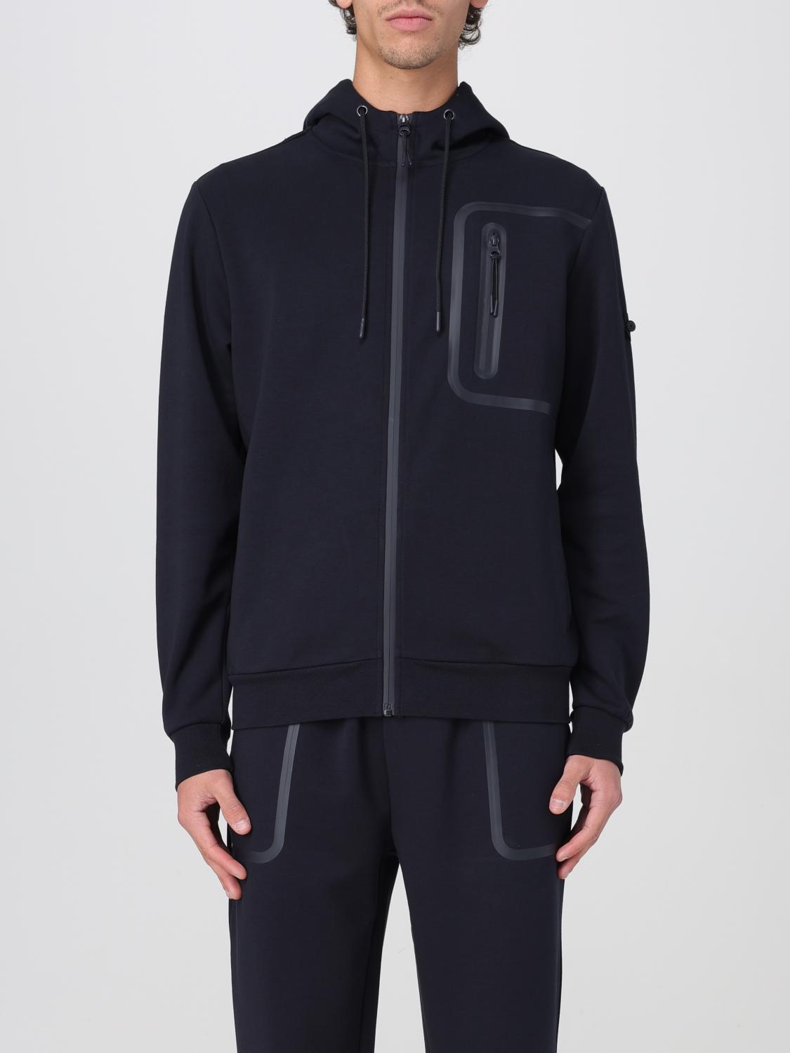 Peuterey Hooded Activewear Top With Unique Zippered Pocket In Blau