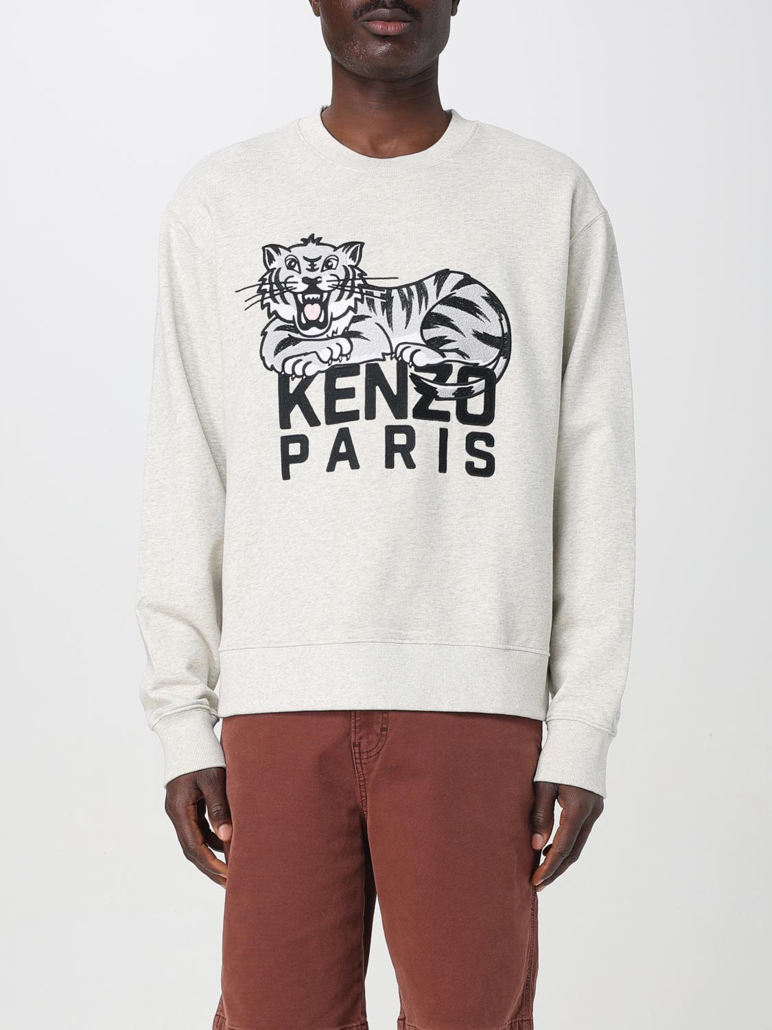 Kenzo Tiger Embroidered Crewneck Sweatshirt In グレー