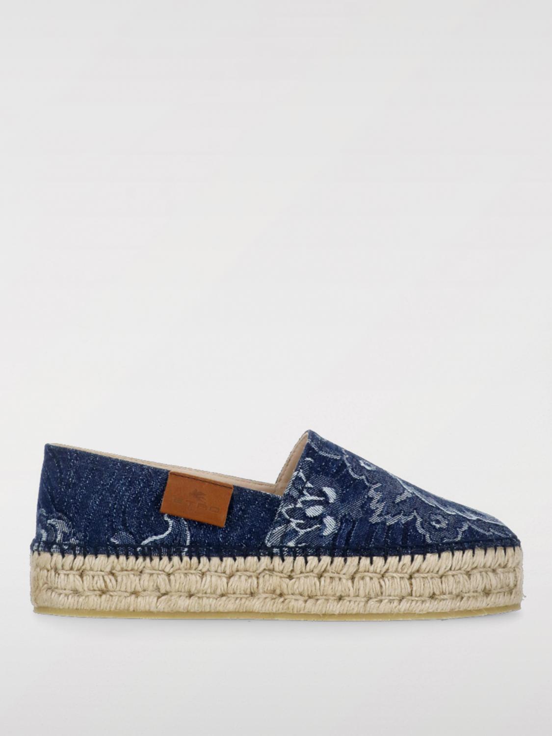 Etro Paisley Denim Jacquard Platform Espadrilles In Blue