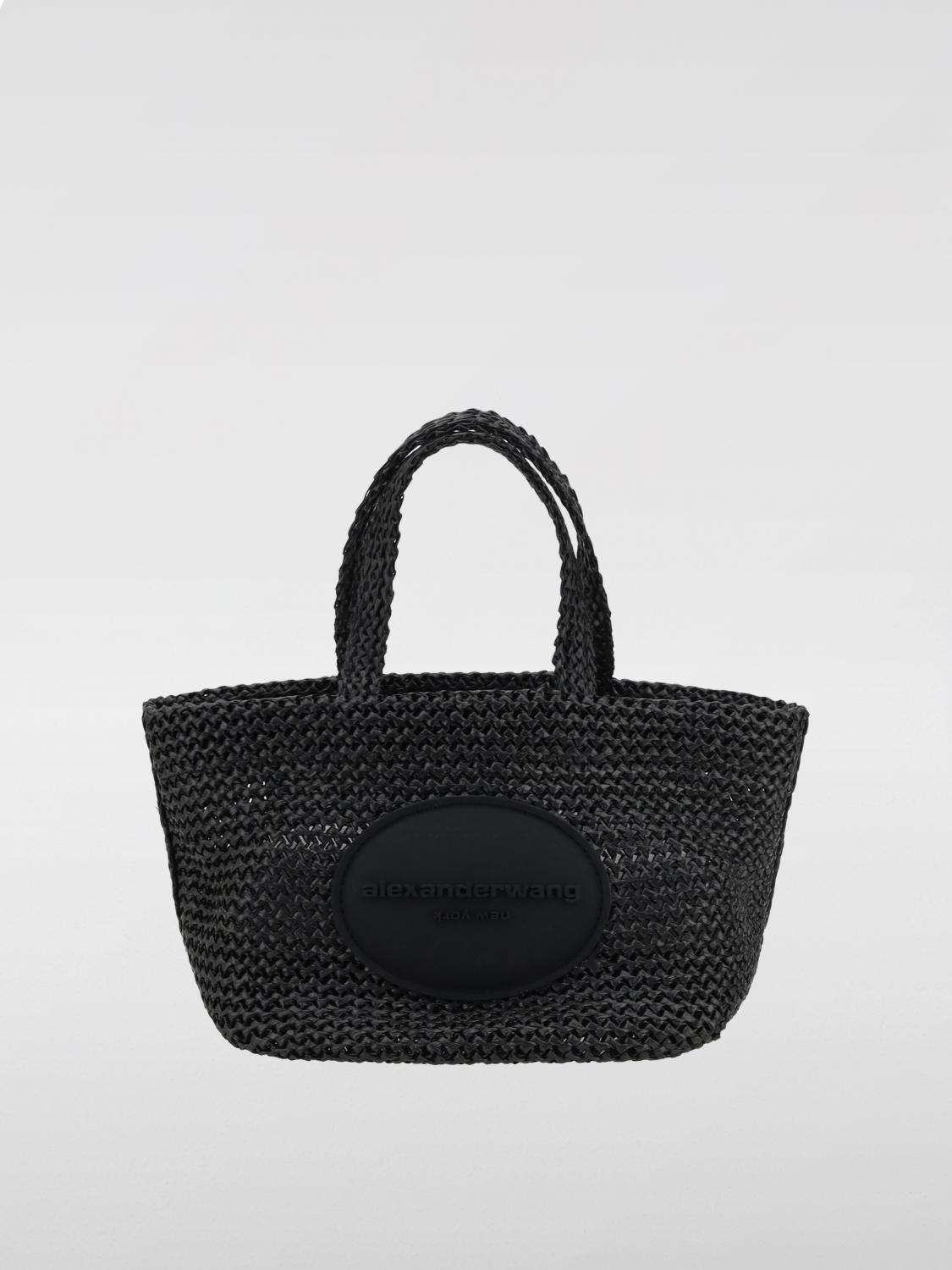 Alexander Wang Punch Xl Raffia Shoulder Bag In Black