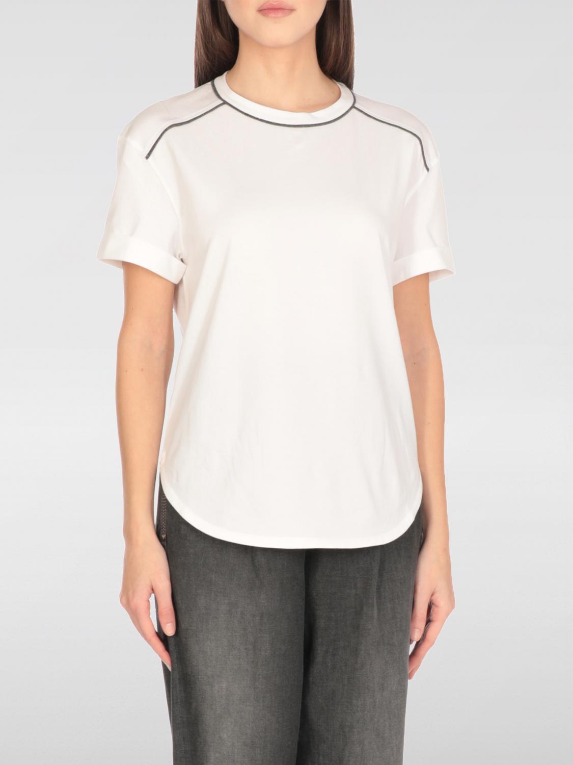 Brunello Cucinelli Crewneck T-shirt With Diamond Cut Brass