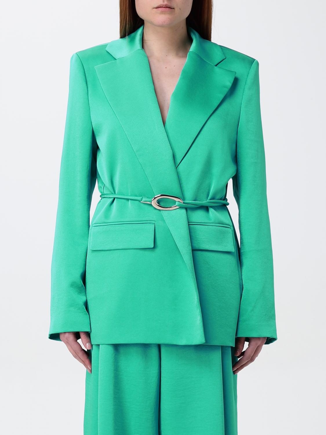 Liu •jo Liu Jo Peak-lapels Satin Blazer In Green