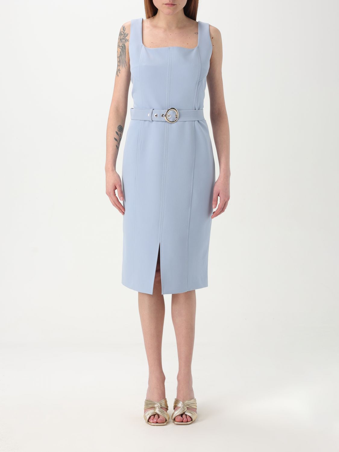 Liu •jo Liu Jo Sleeveless Belted Midi Dress In Sky Blue