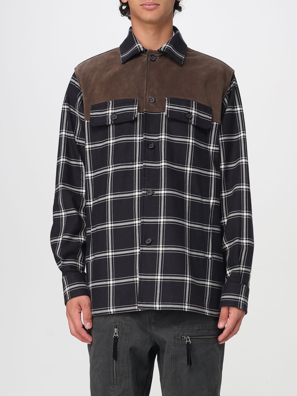 Alexander Mcqueen Men Embroidered Cotton Shirt In Brown