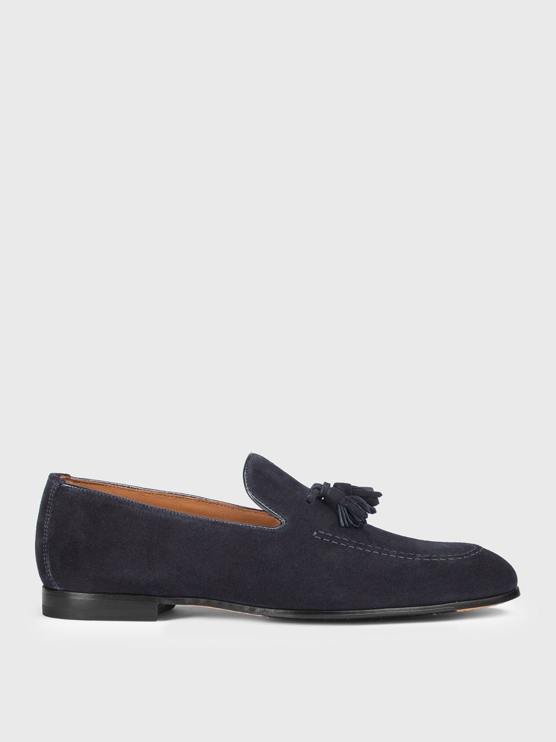 Doucal's Navy Blue Suede Loafers With Tassels In Blue