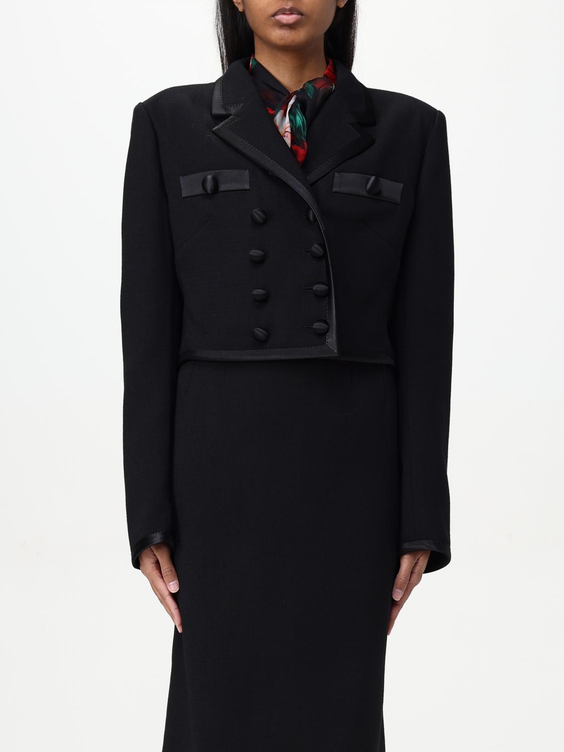 Dolce & Gabbana Cropped Double-breasted Jacket In Black