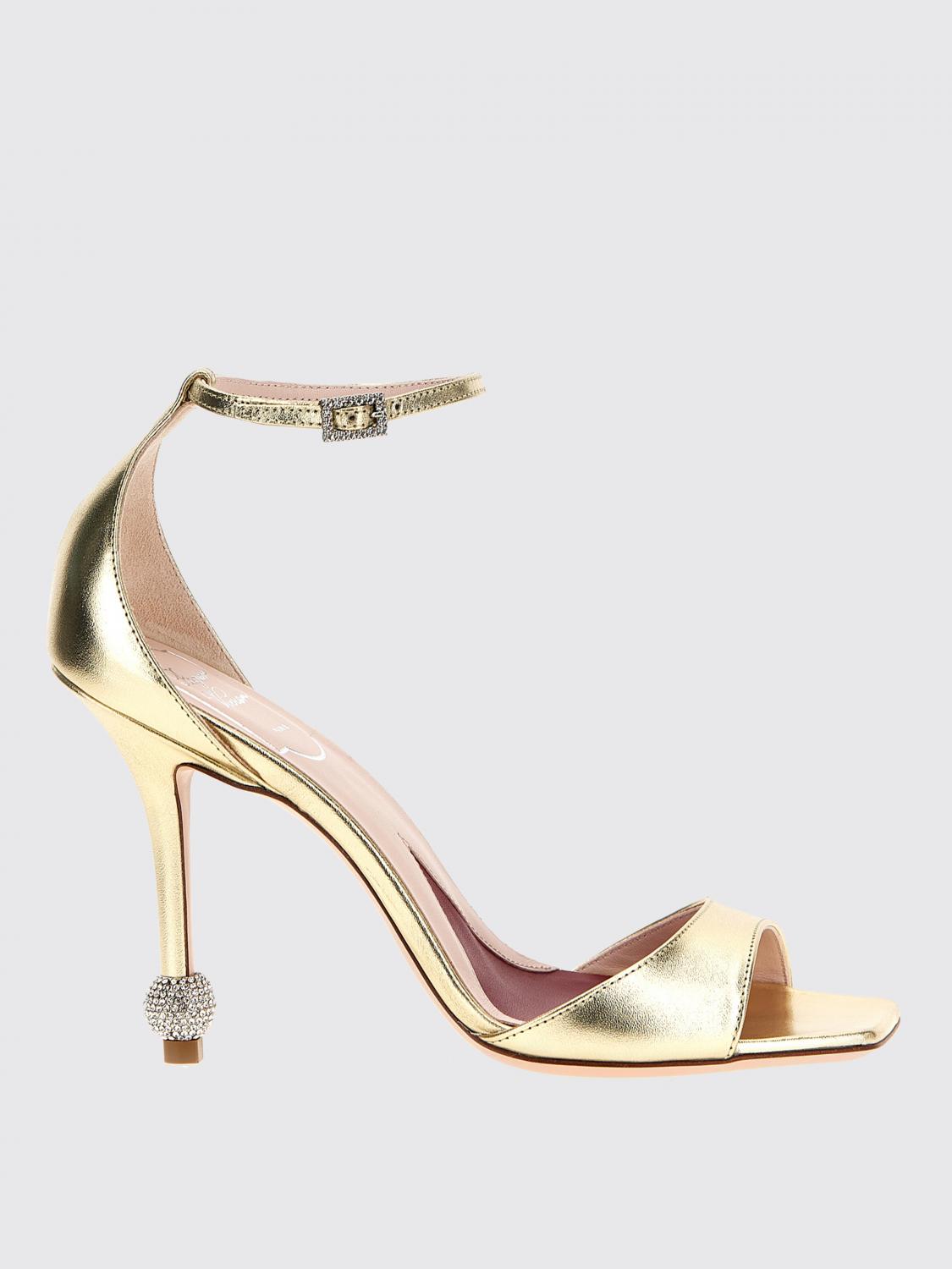 Roger Vivier Vivier Marlene 100 Embellished Gold Sandals In Gold