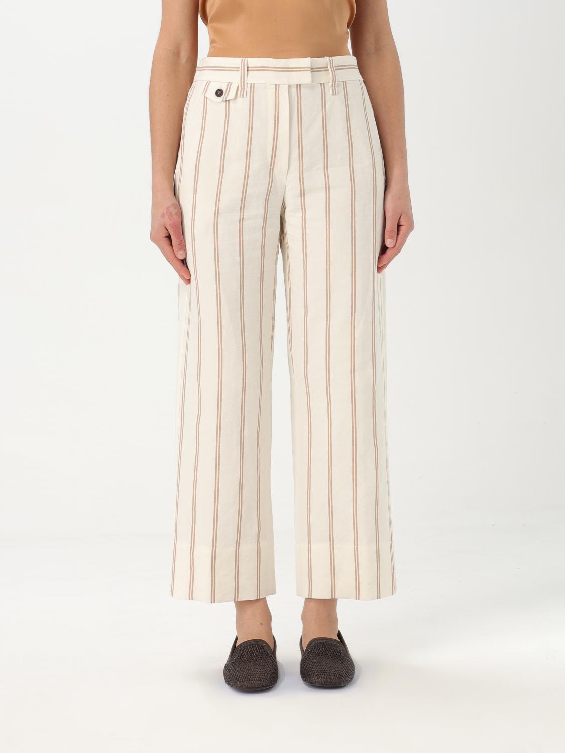 Brunello Cucinelli Ivory Linen Pants In Camel