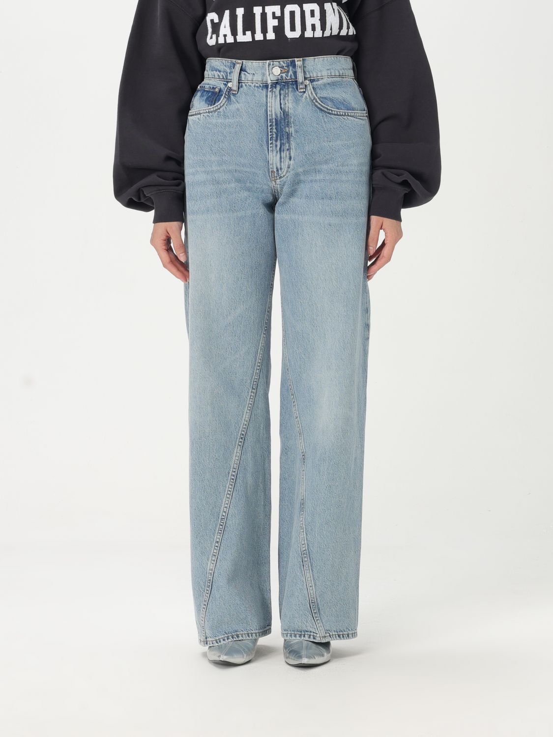 Shop Anine Bing Jeans Woman Color Blue