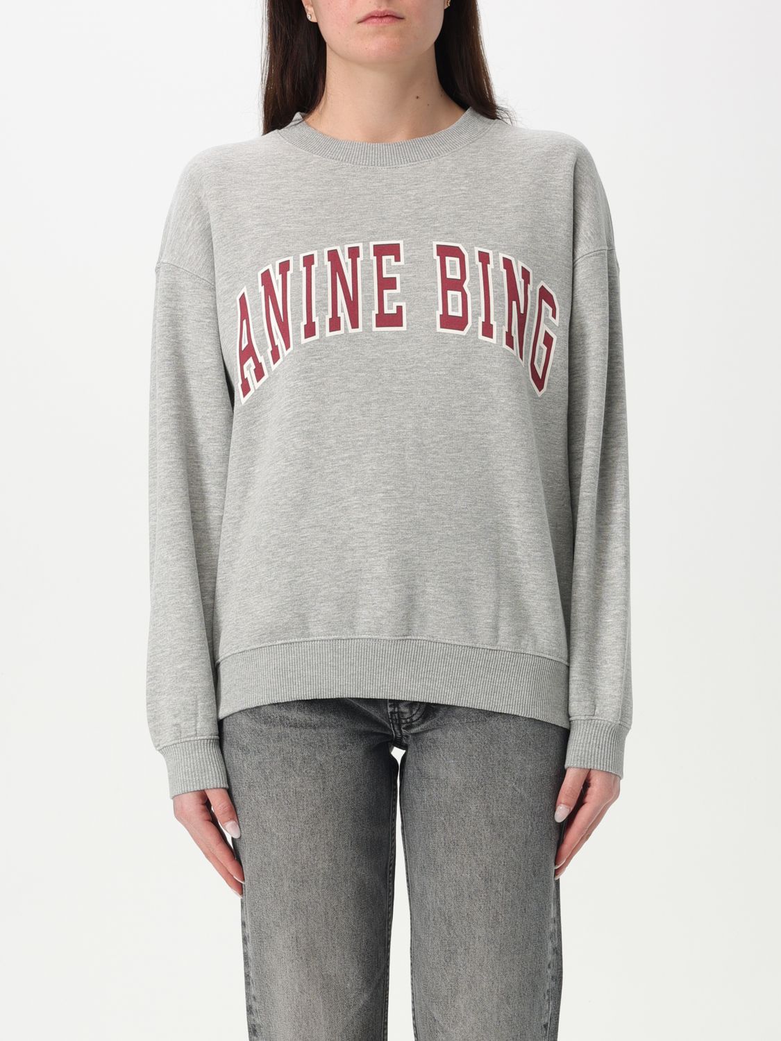 Shop Anine Bing Sweatshirt Woman Color Grey