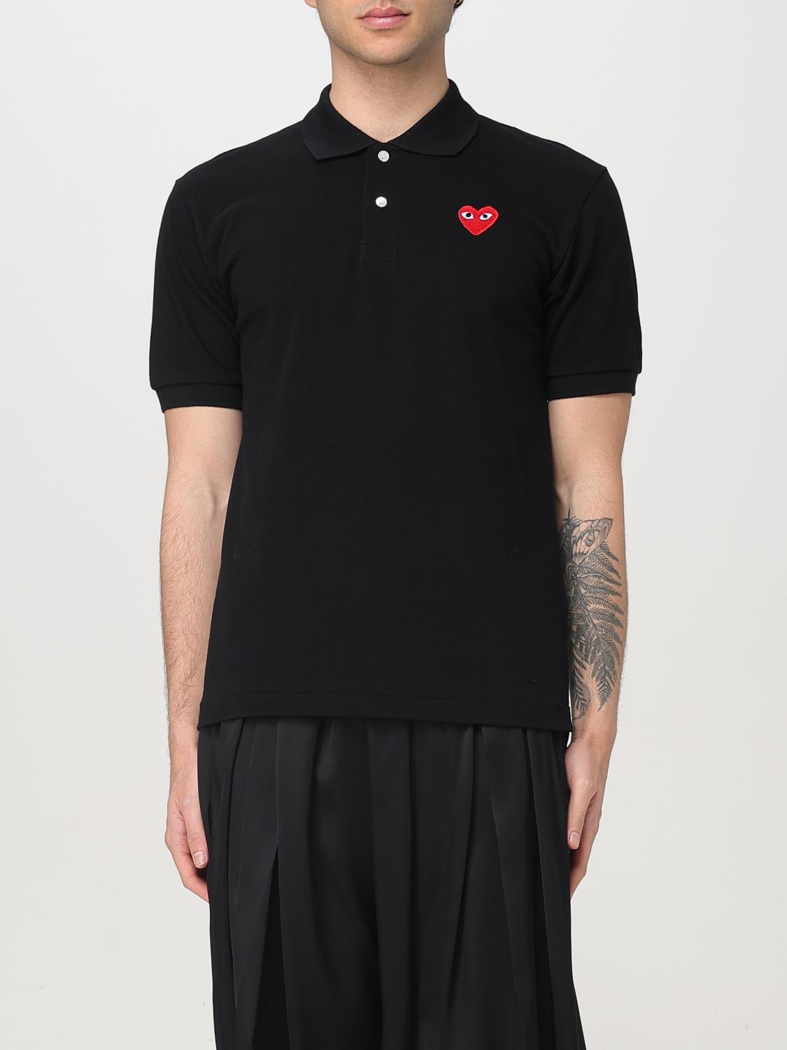 Comme Des Garçons Play Comme Des Garcons Play Polo Unisex In Cotone Nero Con Logo Cuore Rosso In Schwarz