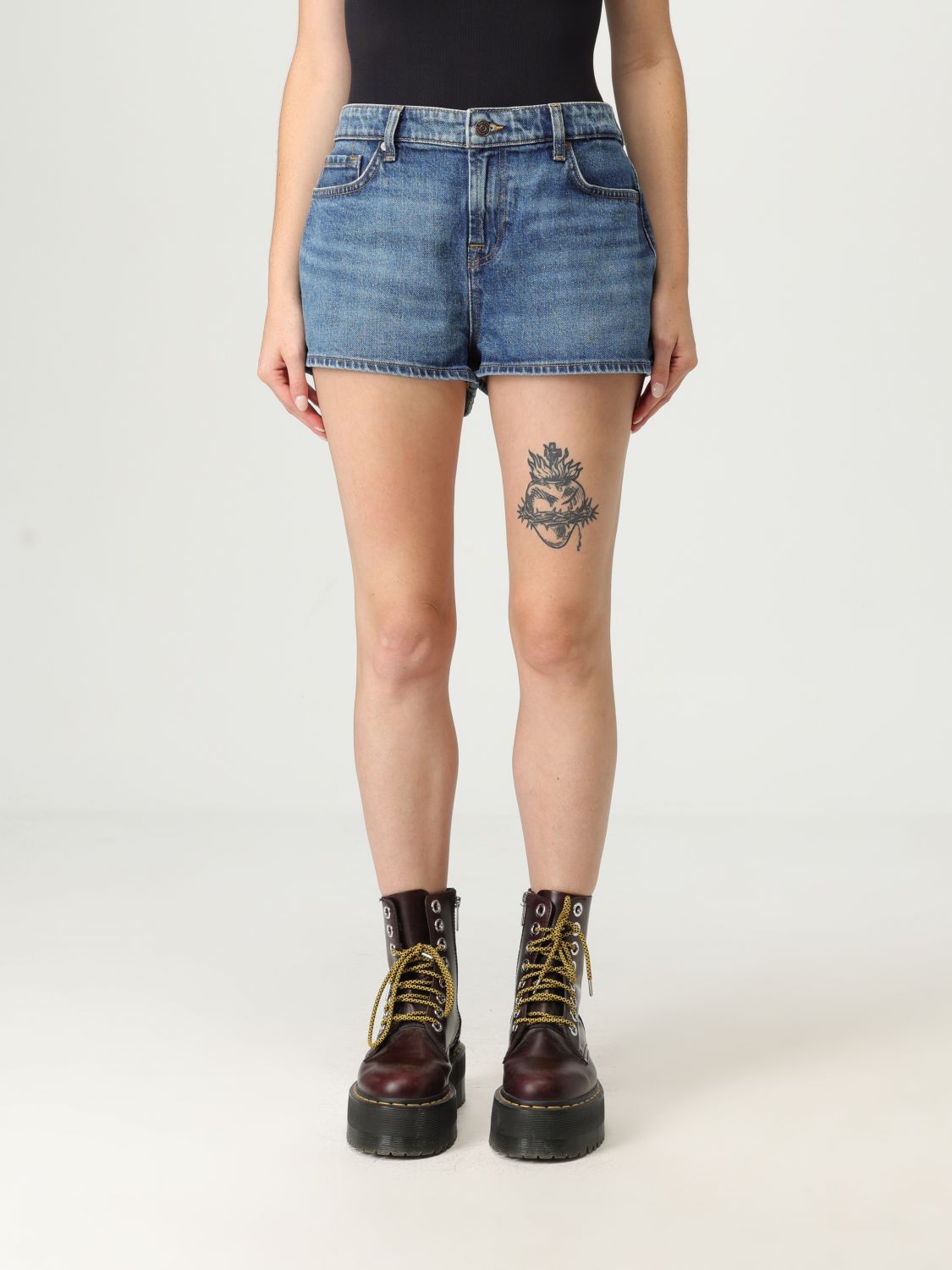 7 For All Mankind Short  Woman Color Blue 1 In Blue