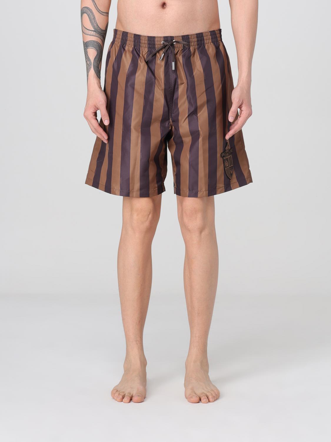 Fendi Printed Polyester Swimming Shorts In Brown