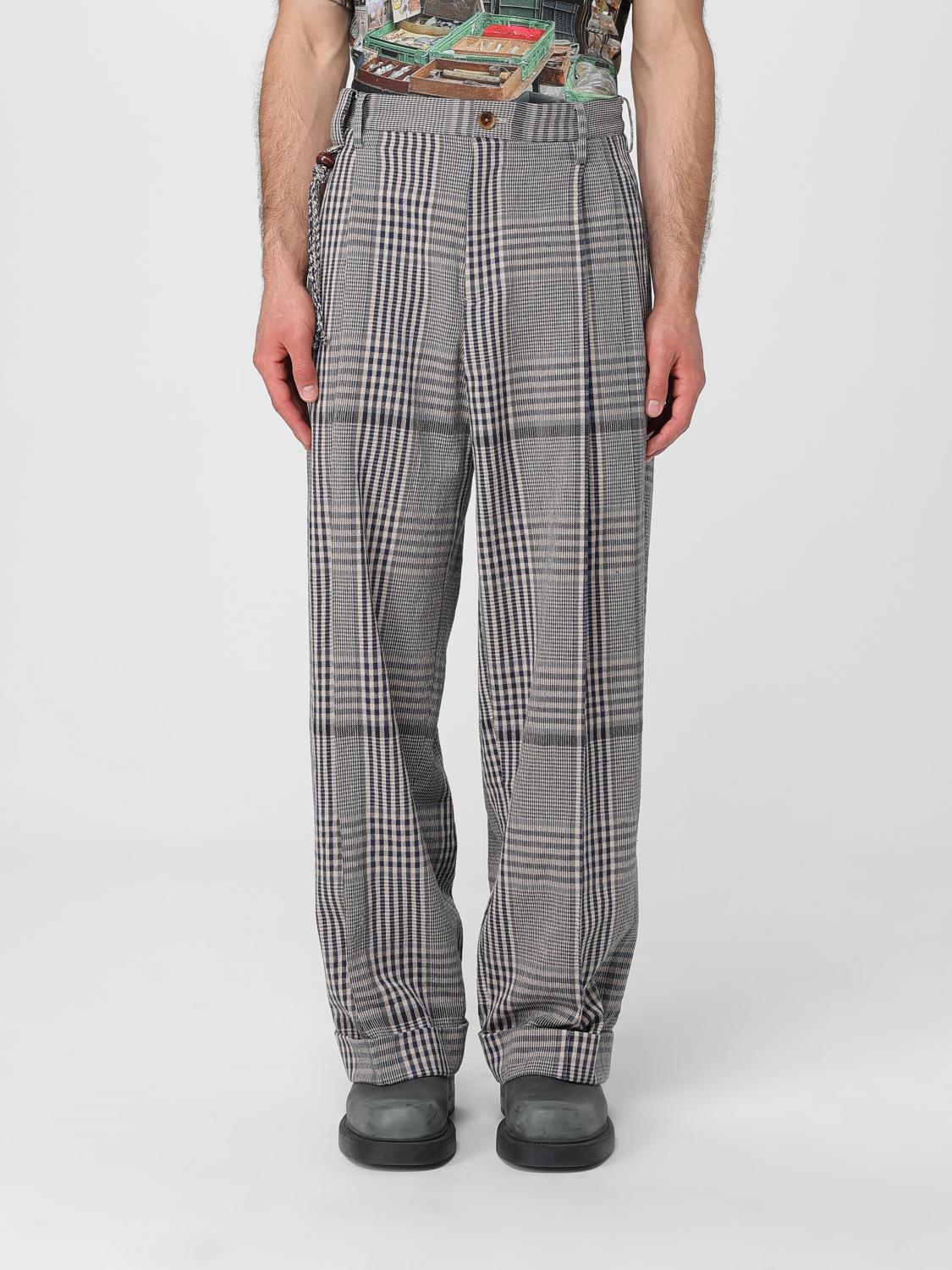 Khoki Pleated Check-pattern Trousers In Gray
