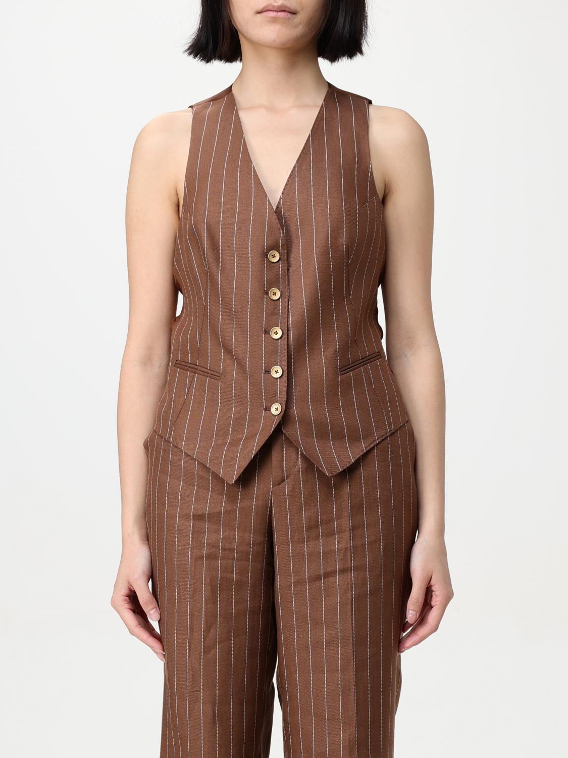 Tagliatore Striped Waistcoat In Brown