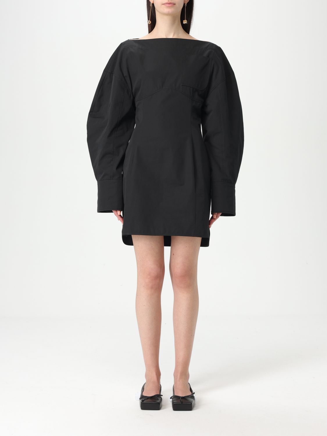 Jacquemus Shirt Dress Featuring Adjustable Belt In Black