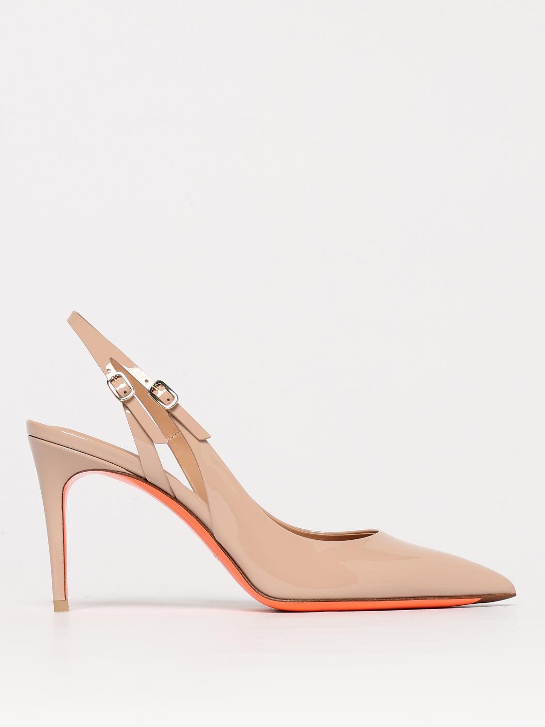 Santoni Audrey Leather Pumps Buckle Detail In Pink