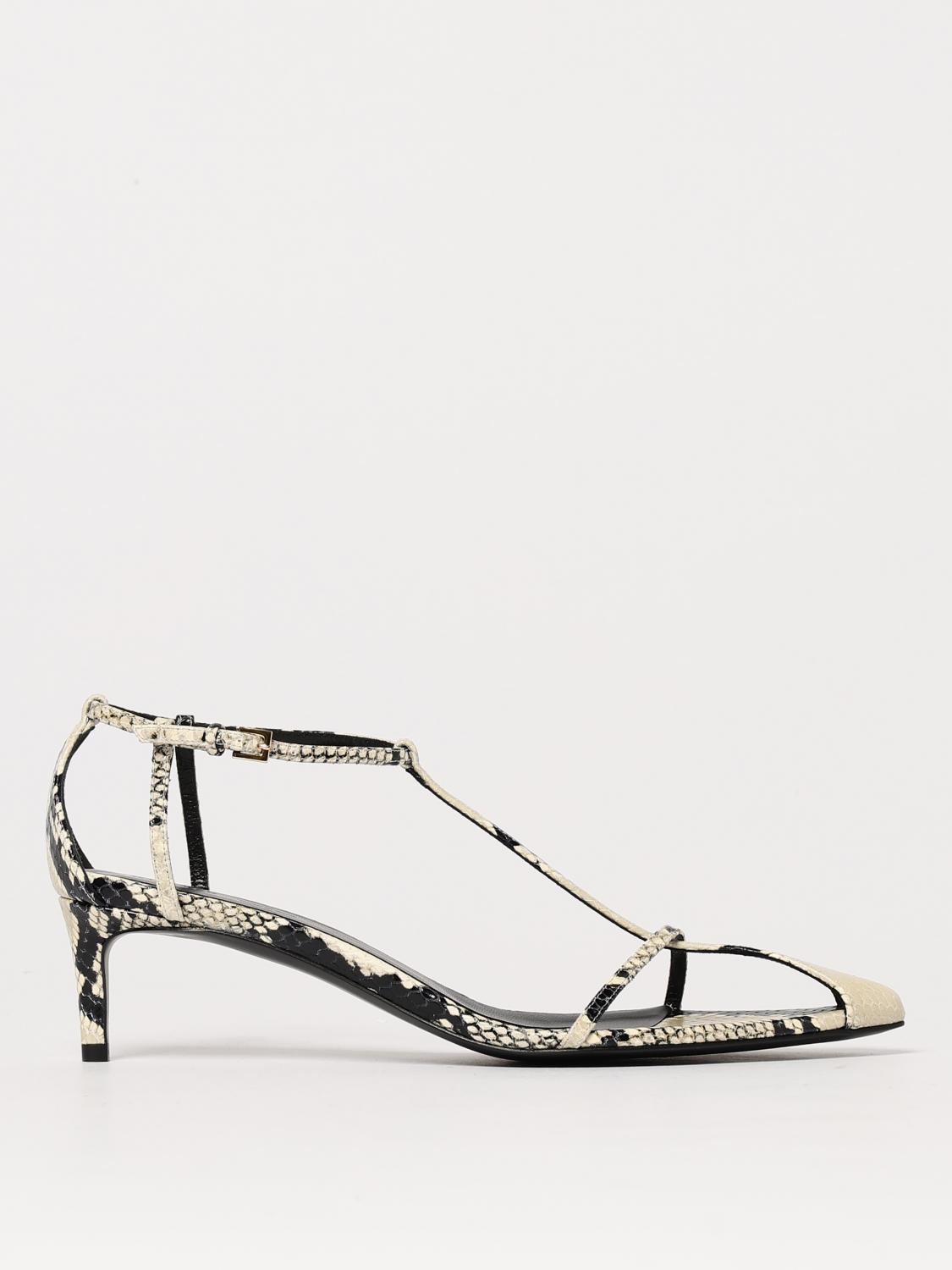 Khaite Python-embossed Leather T-strap Sandals In Beige