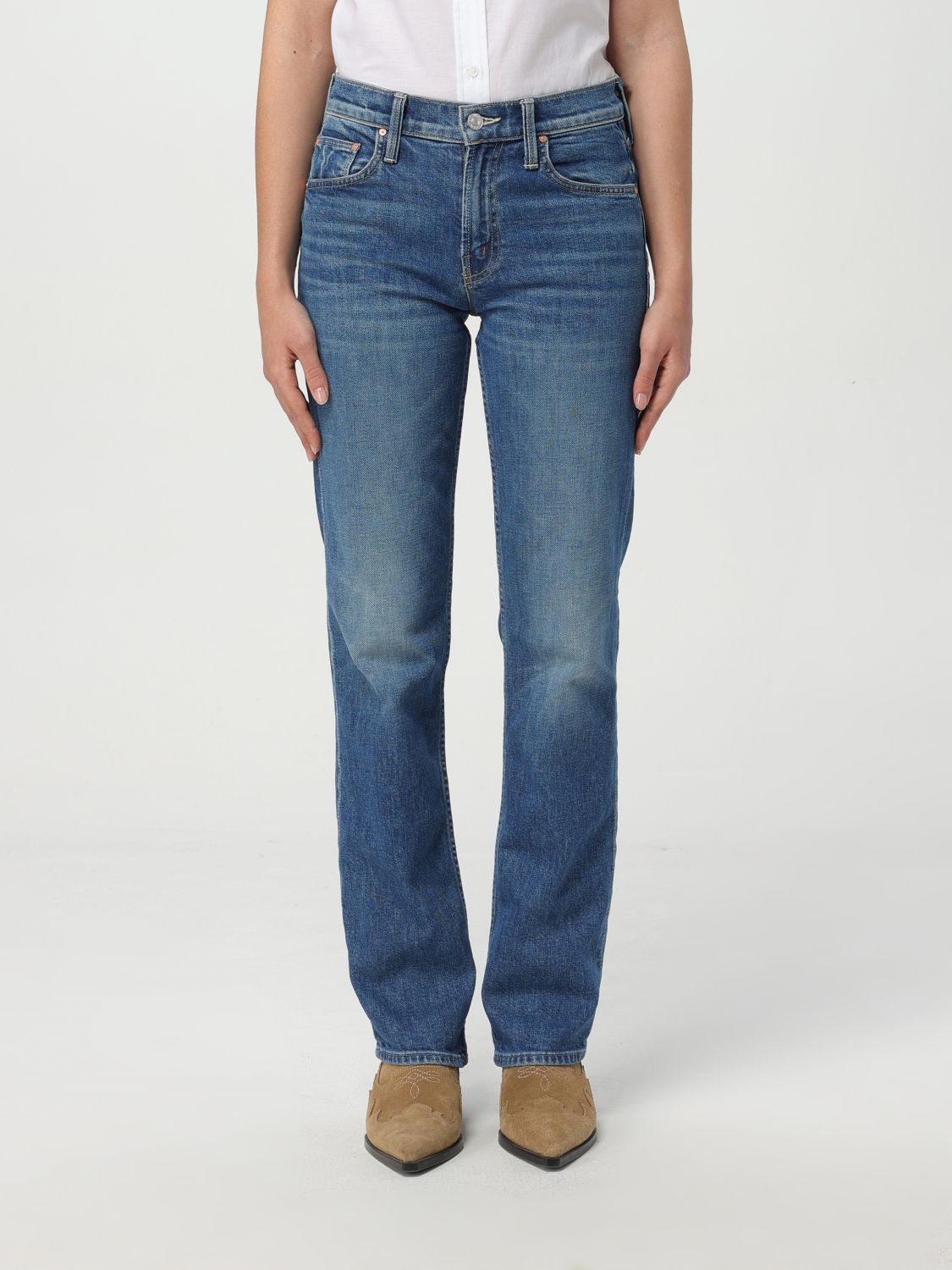 Mother Jeans Woman Color Denim In Denim