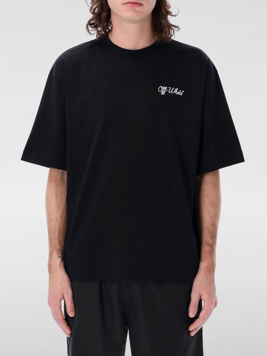 Off-white Graphic Print Short Sleeve Crew Neck T-shirt In Black