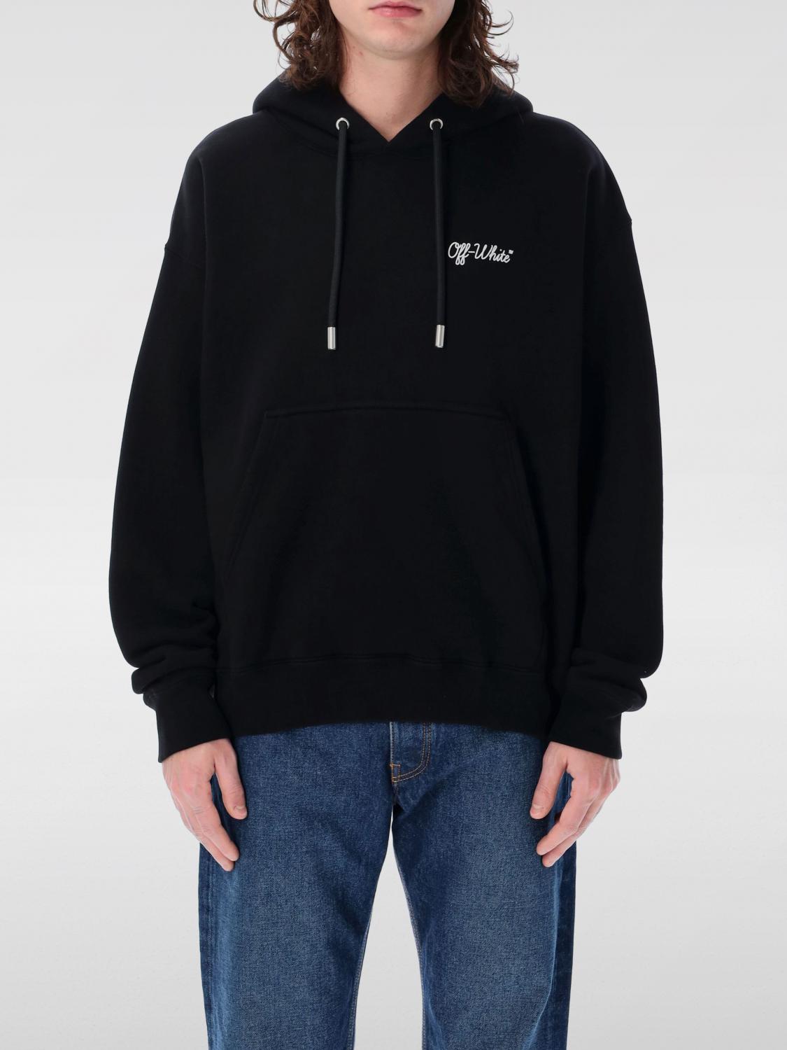 Off-white Hoodie With Drawstring-adjustable Kangaroo Pocket In Schwarz