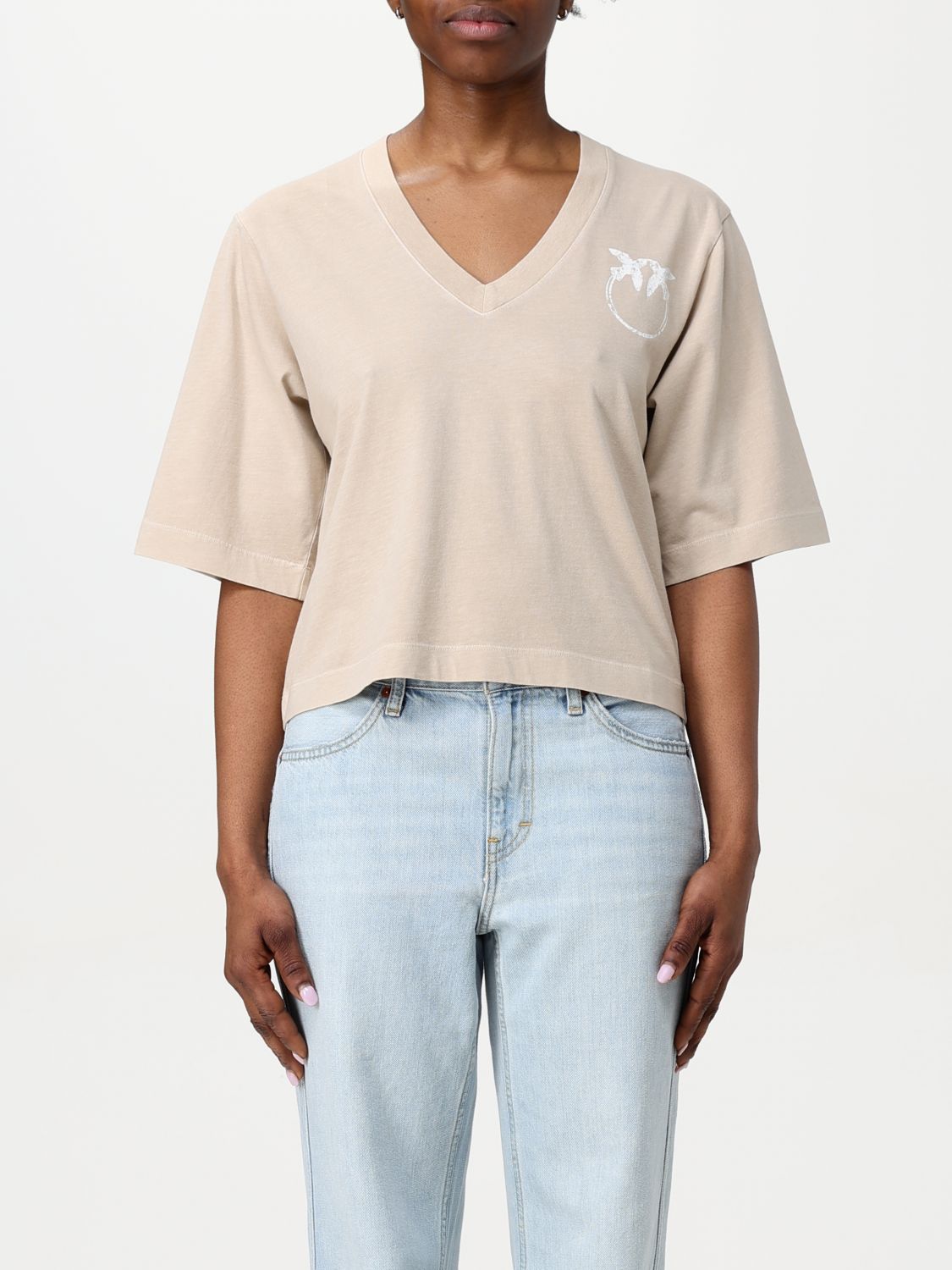Shop Pinko T-shirt Woman Color Grey