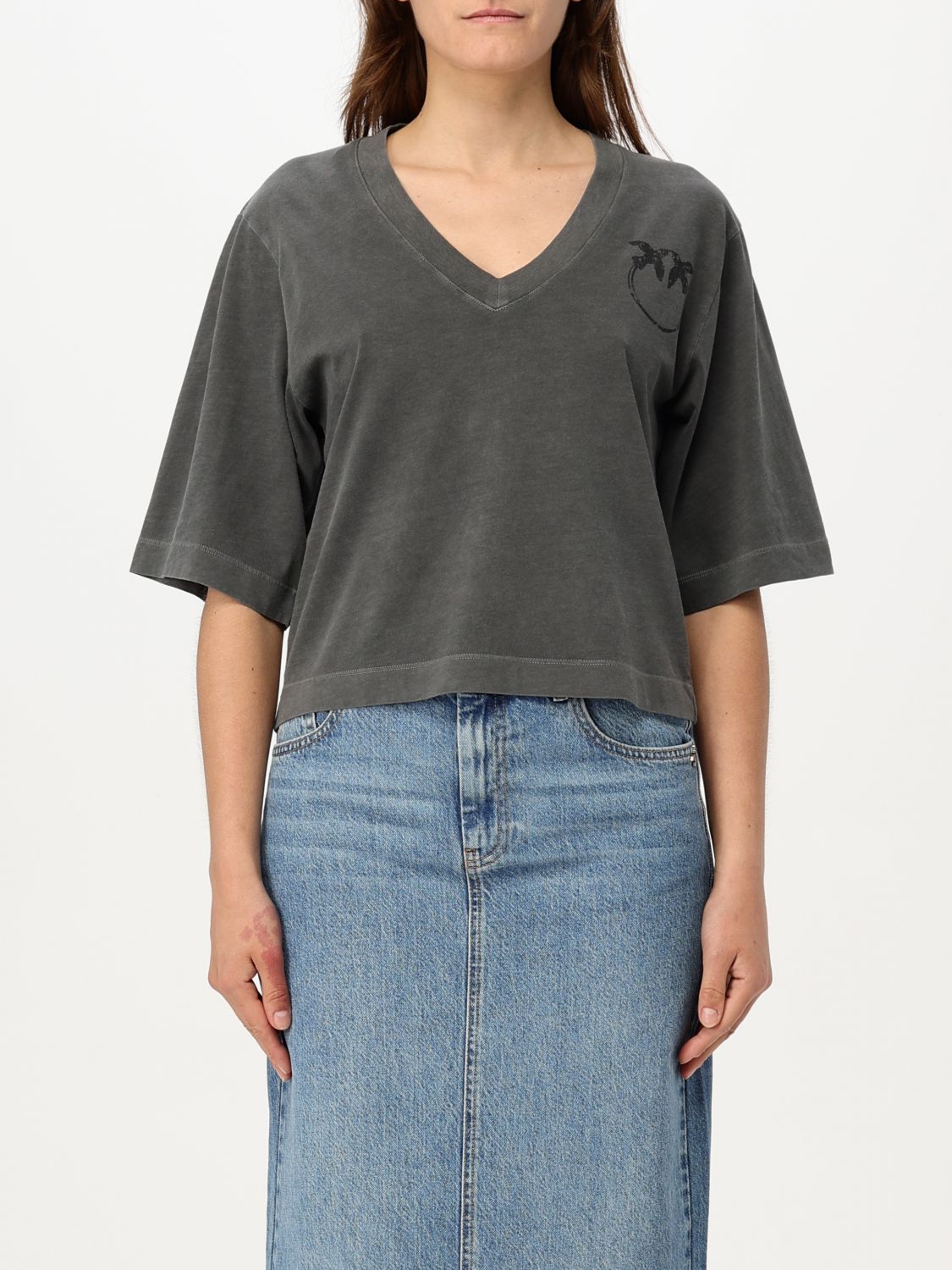 Shop Pinko T-shirt Woman Color Grey 1
