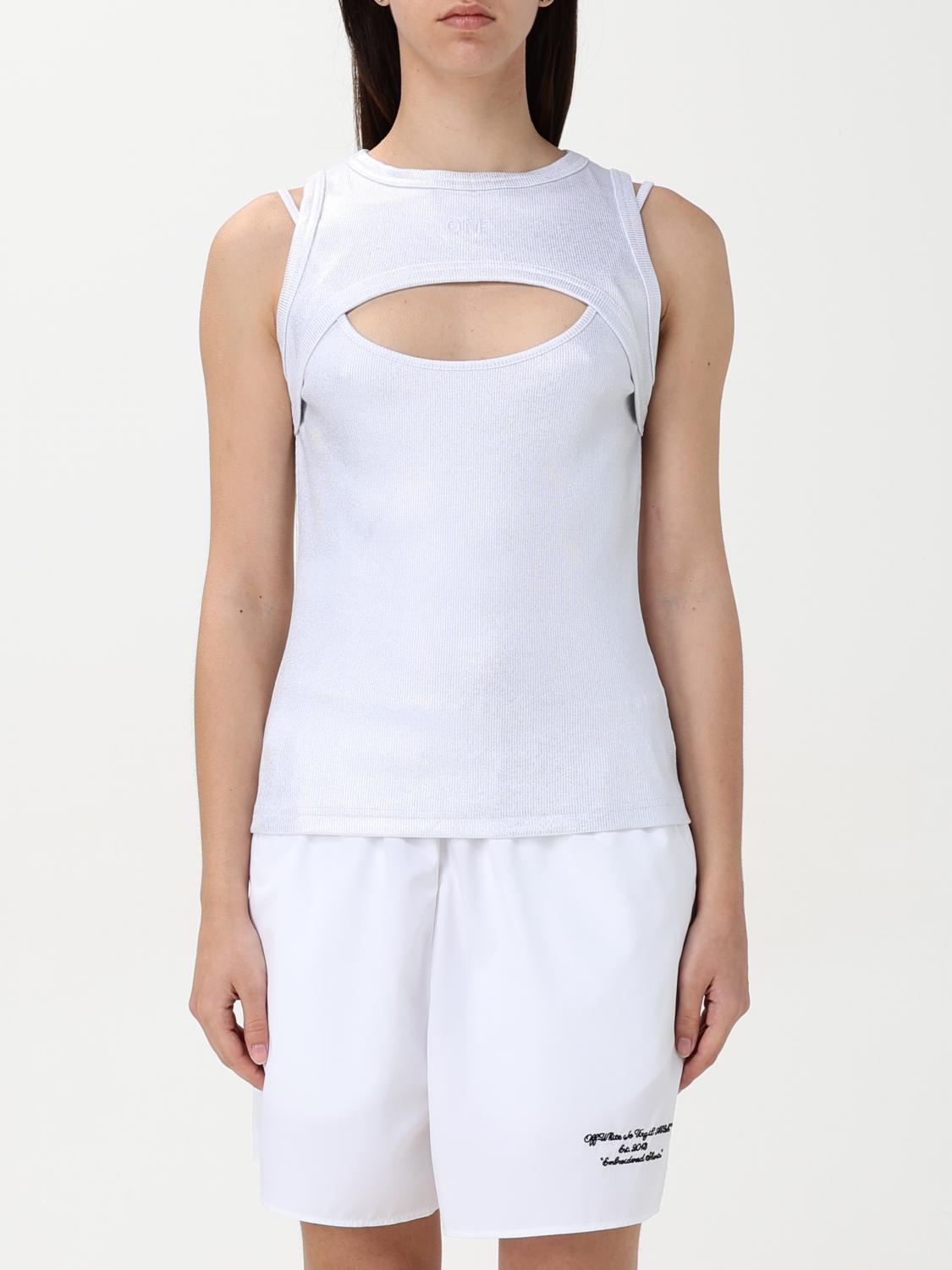 Off-white Topwear In Silver Cotton In White