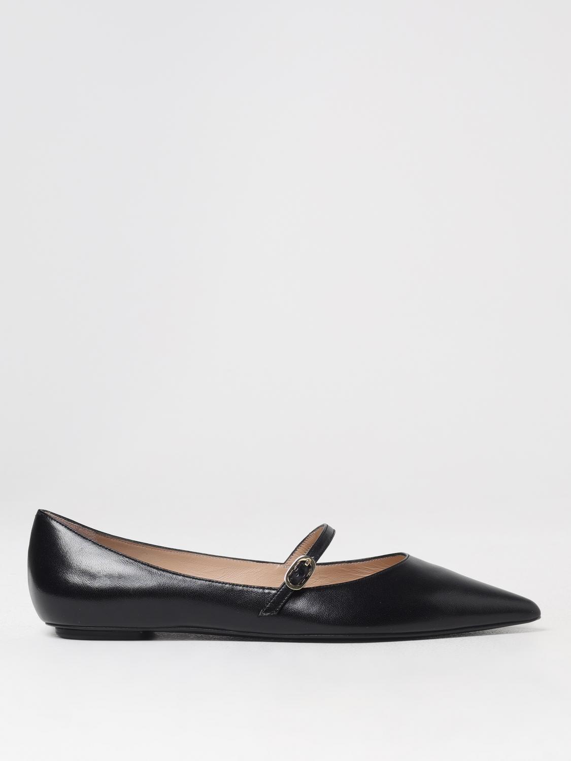 Stuart Weitzman Emilia Leather Mary Jane Point-toe Flats In Black