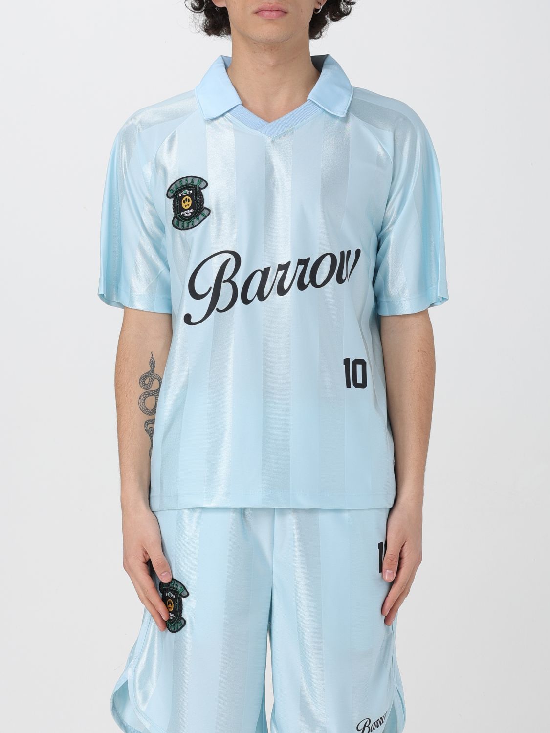 Barrow Light Blue Triacetate T-shirt With Print In Blue